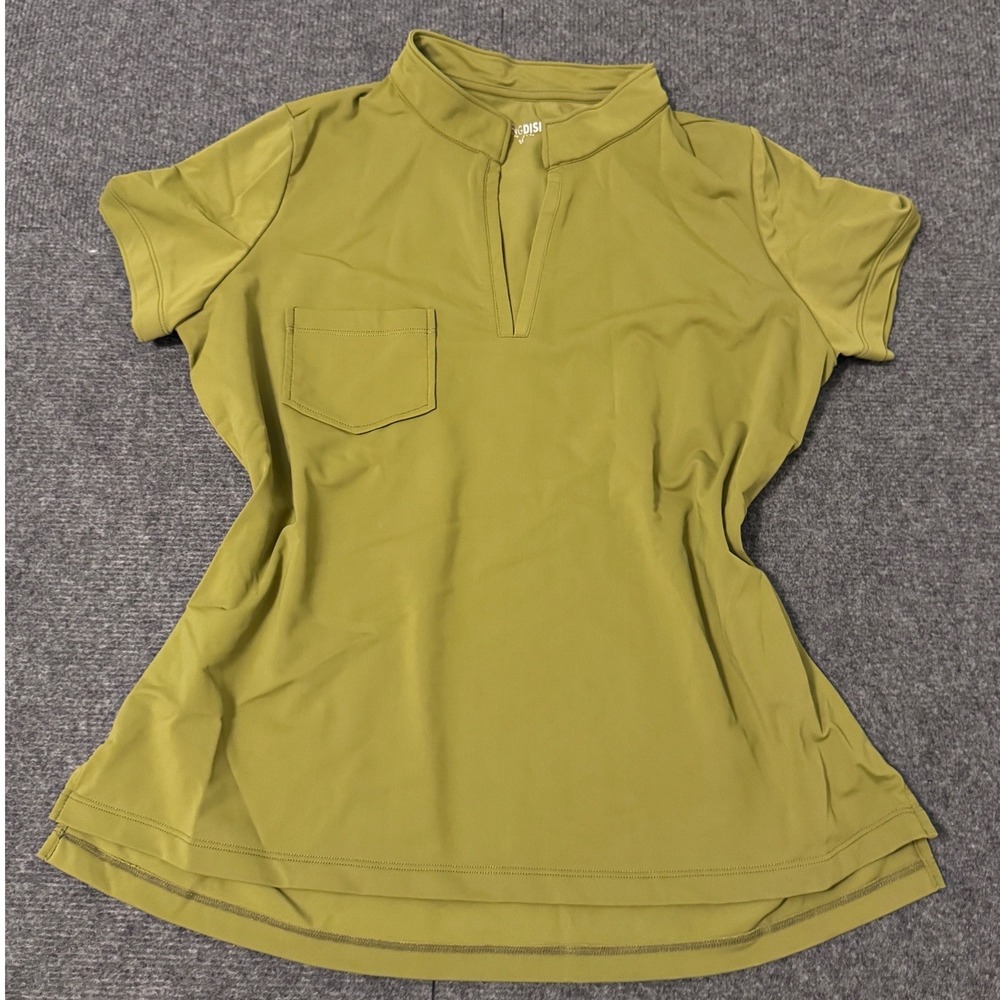 Swingdish Womens Golf Polo Shirt Olive Green Split Neck Short Sleeve Size Medium